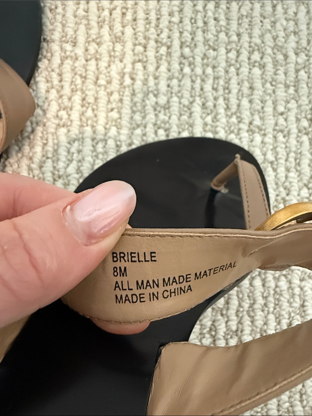 Kell Parker Tan Leather Toe-Post Sandals with Gold Logo Accent - Picture 4 of 5